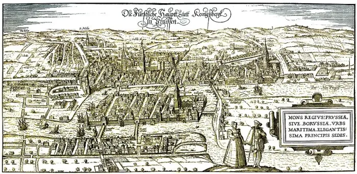 Framed Print : Panoramic view of Koenigsberg, 16th century Framed Print : Panoramic view of Koenigsberg, 16th century