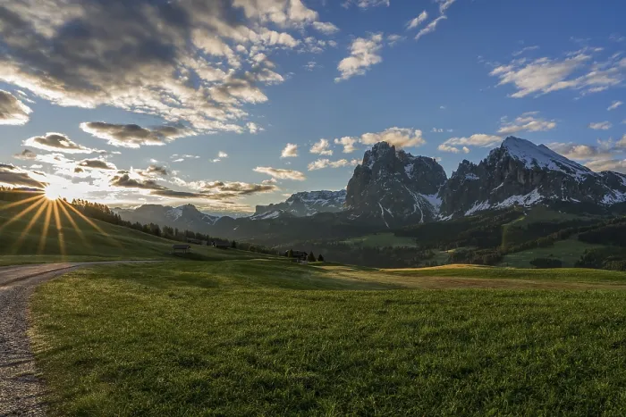 Framed Print : Panoramic view of the Langkofel Group from Seiser Alm in the Dolomites in South Tyrol