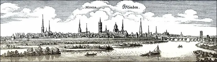 Framed Print : Panoramic view of Minden, 17th century Framed Print : Panoramic view of Minden, 17th century