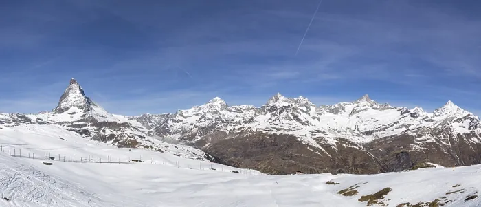 Framed Print : Panoramic view of the Swiss Alps with the famous Matterhorn Framed Print : Panoramic view of the Swiss Alps with the famous Matterhorn