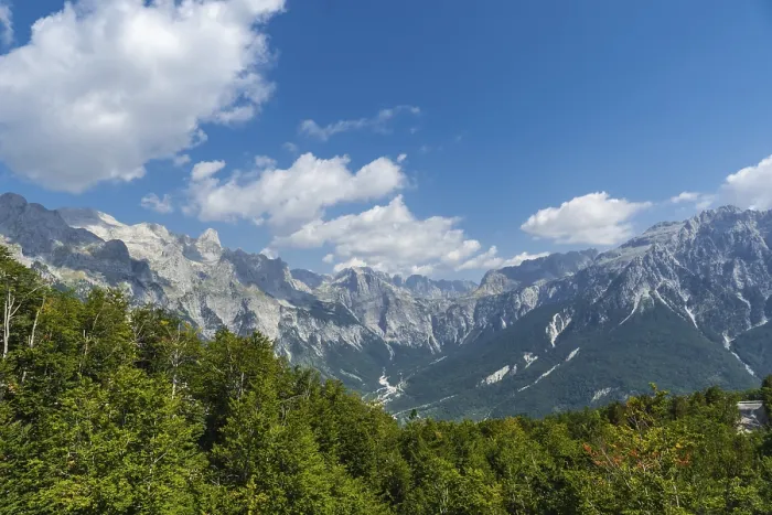 Framed Print : Panoramic view of the valley peaks of Theth National Park Framed Print : Panoramic view of the valley peaks of Theth National Park