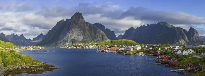 Framed Print : Panoramic view of the village of Reine