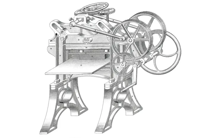 Framed Print : Paper cutting machine from the company T