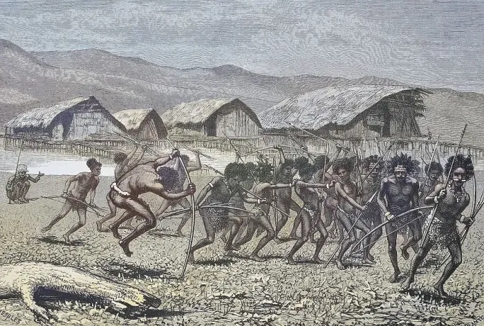 Framed Print : Papua Natives in New Guinea, Historical