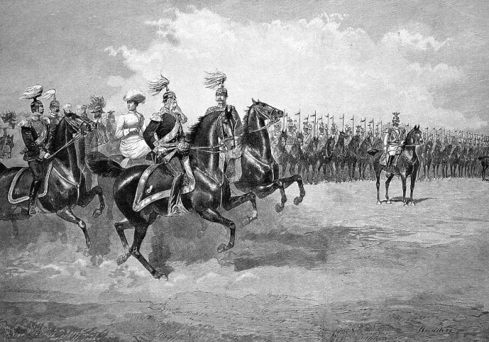 Framed Print : The parade in honor of Emperor Franz Joseph on Tempelhofer Feld field in Berlin