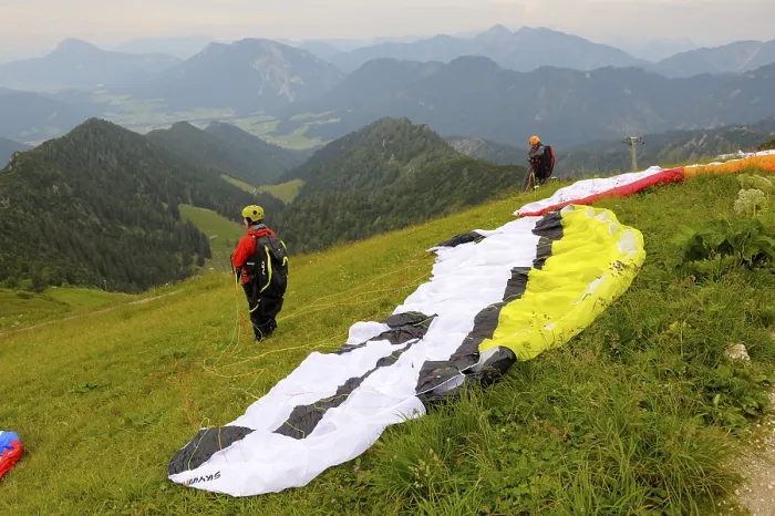 Framed Print : Paraglider on the Hochfelln, July