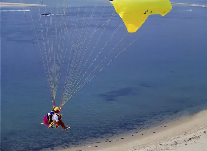 Framed Print : Paraglider on landing Framed Print : Paraglider on landing