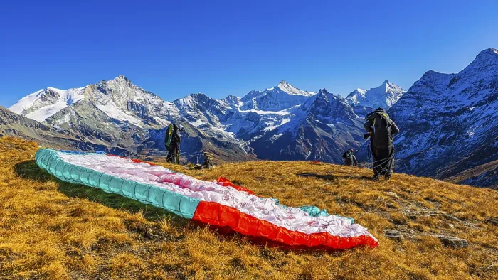 Framed Print : Paragliders are preparing for their start Framed Print : Paragliders are preparing for their start