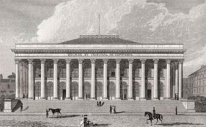 Framed Print : Paris Bourse, Paris, antique steel engraved print