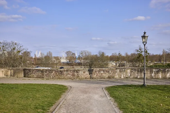Framed Print : Park, lantern, city fortification