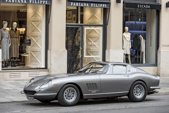 Framed Print : Parked vintage sports car Ferrari 275 GTB4