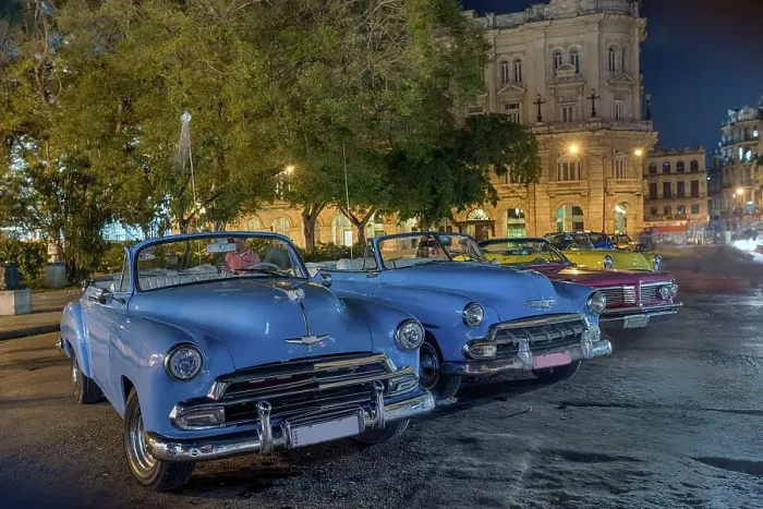 Framed Print : Parking classic cars at night, Havana Framed Print : Parking classic cars at night, Havana