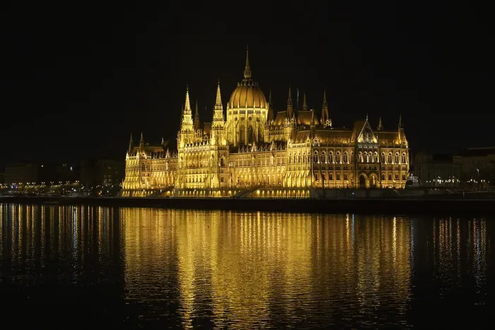 Framed Print : Parliament with Danube by night, Budapest, Hungary Framed Print : Parliament with Danube by night, Budapest, Hungary