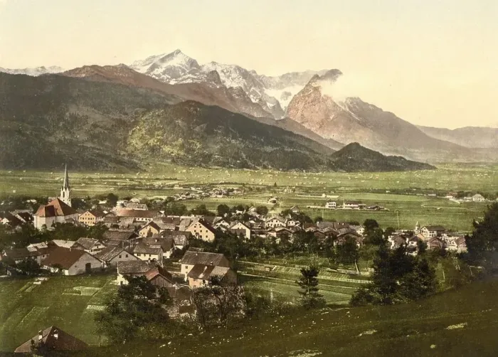 Framed Print : Partenkirchen and the Wetterstein Mountains