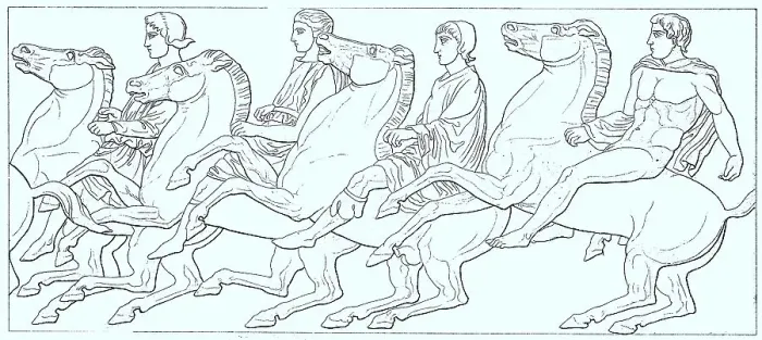 Framed Print : At the Parthenon Frieze, a former temple on the Athenian Acropolis