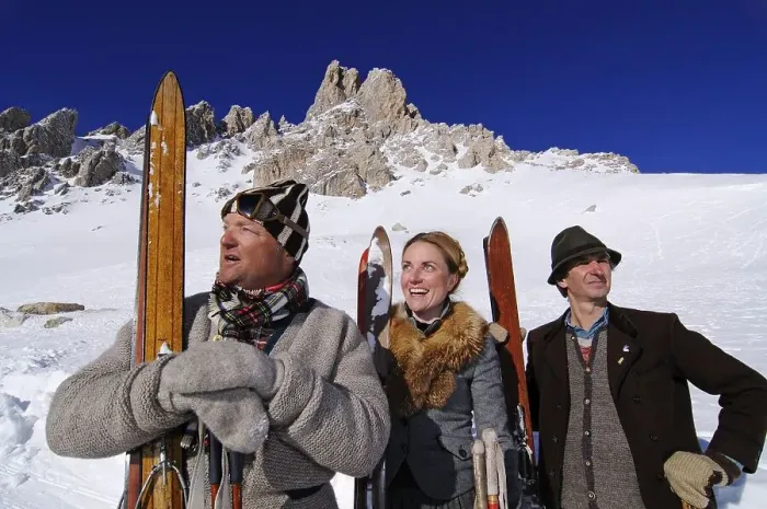 Framed Print : Participants in nostalgic ski race