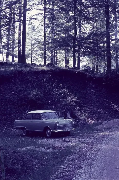 Framed Print : Passenger car, DKW Junior in the forest
