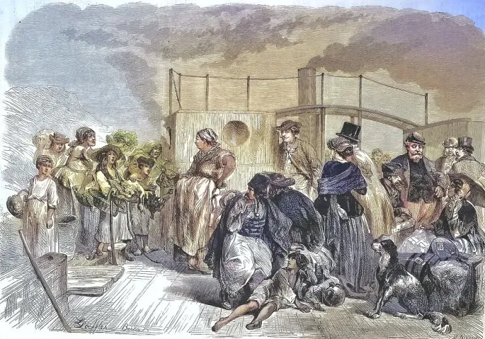Framed Print : Passengers on the deck of a steamboat on the Danube near Budapest