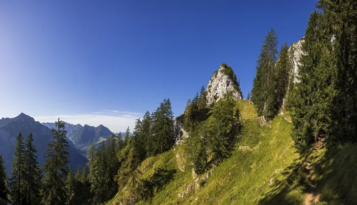 Framed Print : Path up the Sparber with a view of the Kleiner Sparber