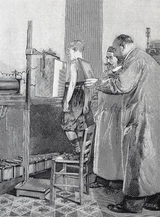 Framed Print : A patient being examined with X-rays