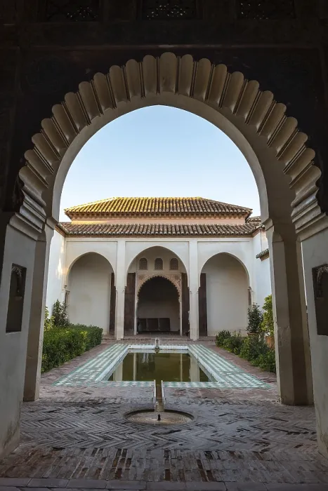 Framed Print : Patio with water fountains inside the Alcazaba in the city of Malaga Framed Print : Patio with water fountains inside the Alcazaba in the city of Malaga
