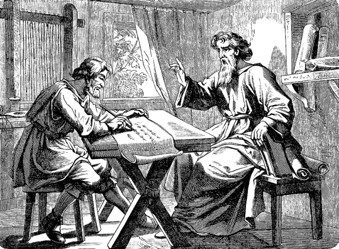 Framed Print : Paul dictates to Tertius the letter to the Romans Framed Print : Paul dictates to Tertius the letter to the Romans