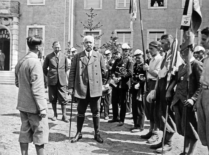 Framed Print : Paul von Hindenburg inspecting school groups Framed Print : Paul von Hindenburg inspecting school groups