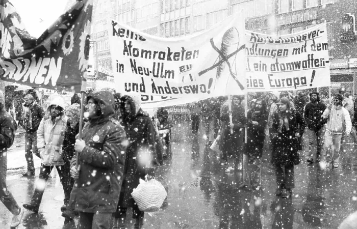 Framed Print : Peace movement demonstrates against missile bases despite heavy snowfall in December 1981 Framed Print : Peace movement demonstrates against missile bases despite heavy snowfall in December 1981