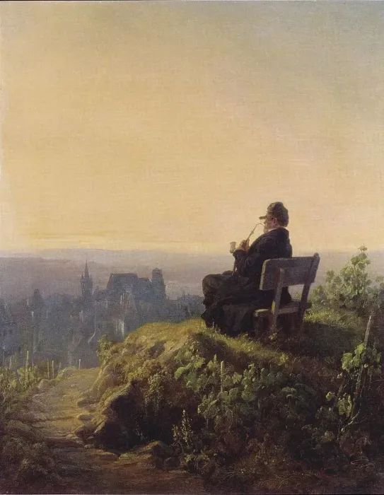 Framed Print : Peaceful Evening, Painting by Carl Spitzweg