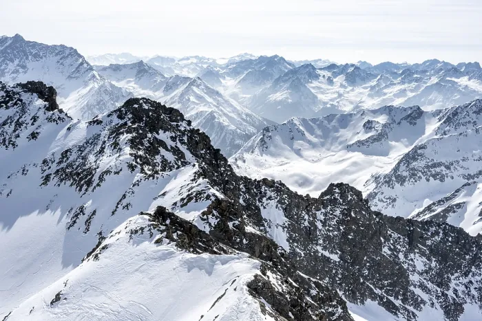 Framed Print : Peaks and mountains in winter, Sellraintal Framed Print : Peaks and mountains in winter, Sellraintal