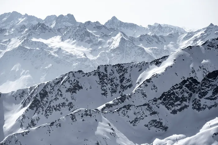 Framed Print : Peaks and mountains in winter, Sellraintal