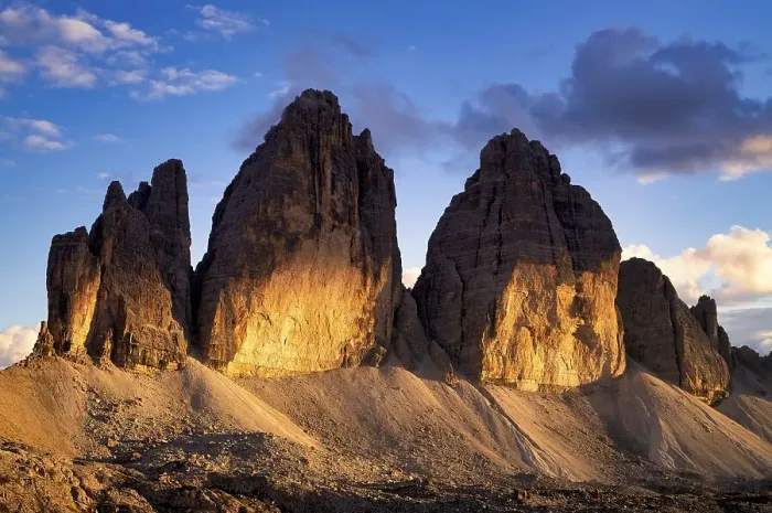Framed Print : Three Peaks, north faces, in the evening light