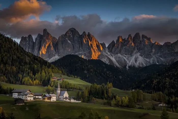 Framed Print : Peaks of the Odle group with village St