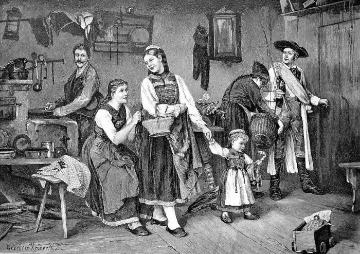 Framed Print : The peasant family elegantly dressed for the trip to town Framed Print : The peasant family elegantly dressed for the trip to town