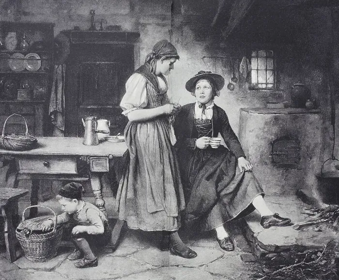 Framed Print : Two peasant women, girlfriends