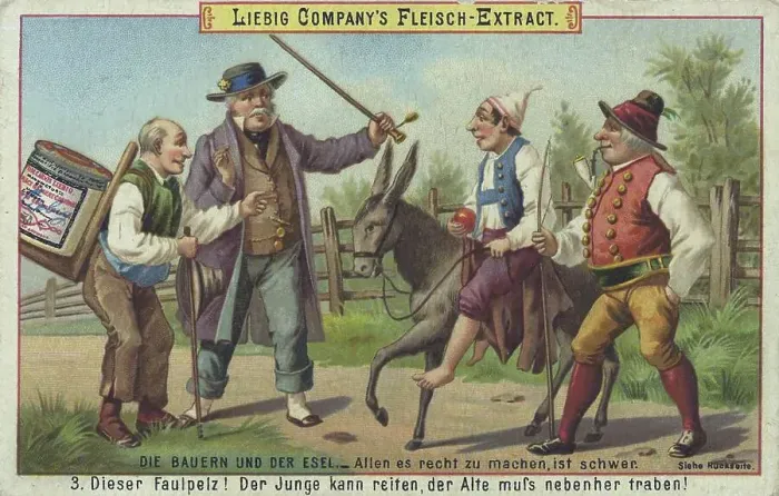 Framed Print : The peasants and the donkey, it's hard to please everyone Framed Print : The peasants and the donkey, it's hard to please everyone