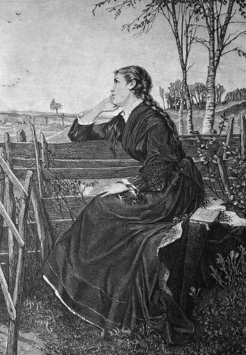 Framed Print : Pensive woman, historical illustration, about 1886