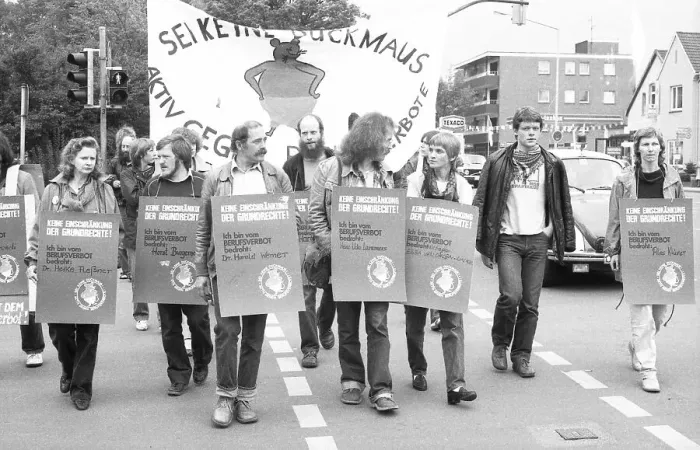 Framed Print : People affected by the Radical Decree and their friends demonstrated 19 82 against occupational bans Framed Print : People affected by the Radical Decree and their friends demonstrated 19 82 against occupational bans