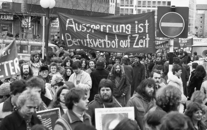 Framed Print : People affected by the Radical Decree and their friends demonstrated against occupational bans 02