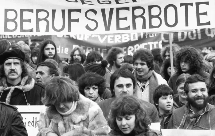 Framed Print : People affected by the Radical Decree and their friends demonstrated against occupational bans 02