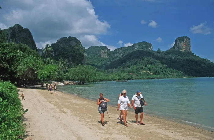 Framed Print : People, beach, Railay East, two years in front of the tsunami