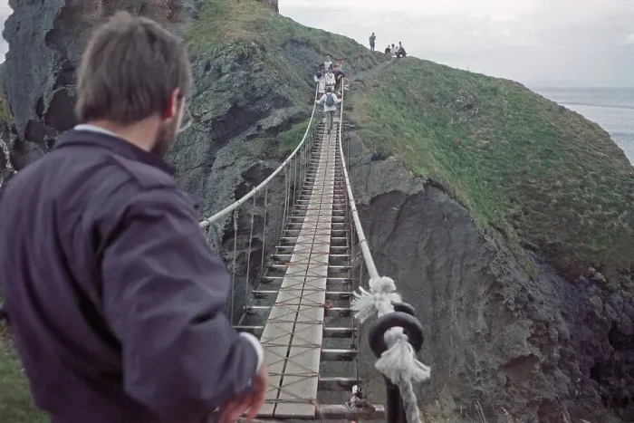 Framed Print : People, Carrick-a-Rede Suspension Bridge