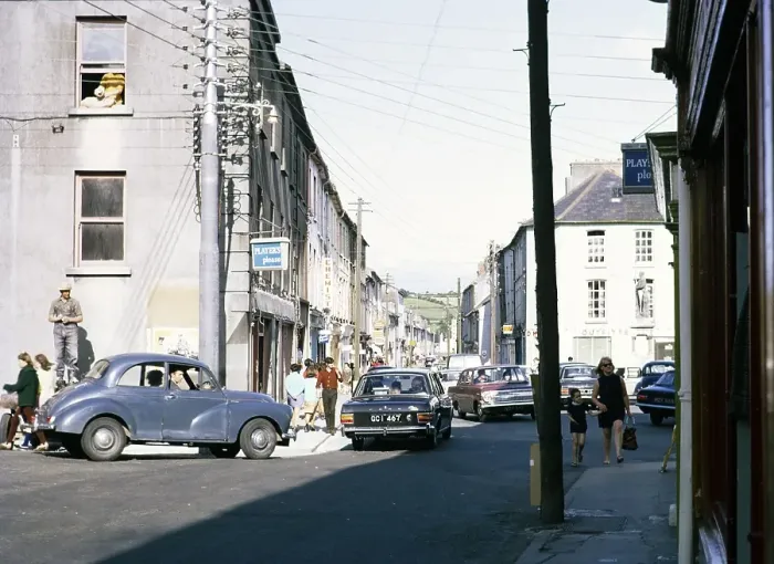 Framed Print : People and cars in Clonakilty town centre, County Cork, Republic of Ireland, 1969 1969
