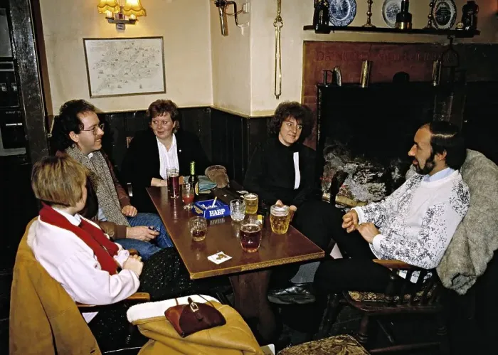 Framed Print : People enjoying a drink in a country pub in the 80s