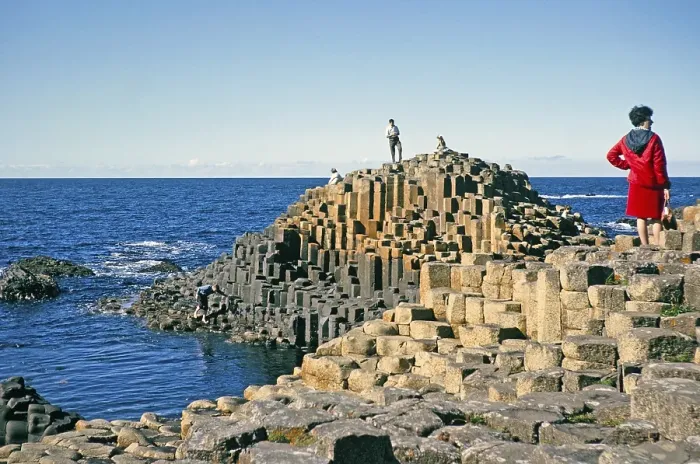 Framed Print : People exploring the Giant's Causeway, Antrim Coast, Northern Ireland, Great Britain 1960s