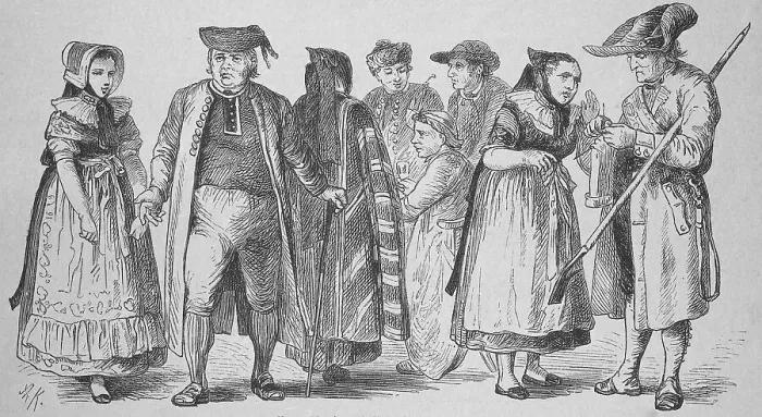 Framed Print : People in folk costumes from the Brunswick area
