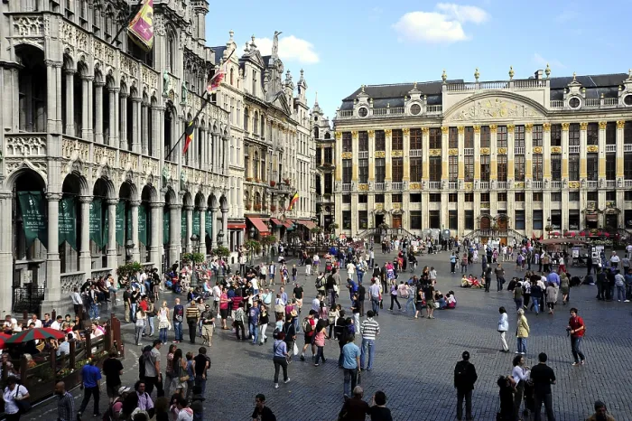 Framed Print : People on the Grand Place, Grote Markt square