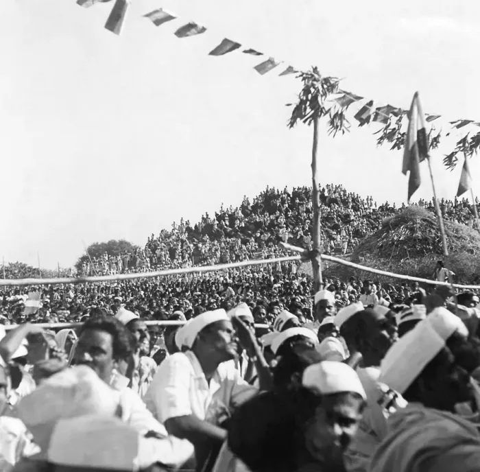 Framed Print : People at a mass meeting, Madras, 1946