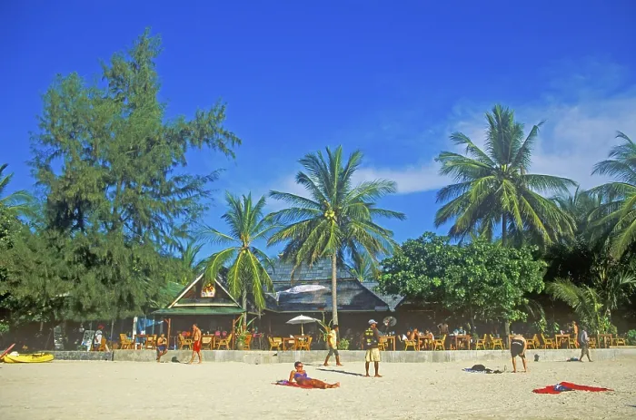 Framed Print : People, palm trees, beach, Railay West