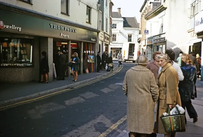 Framed Print : People shopping in the town centre, Wellington, Shropshire, England, UK 1972